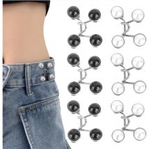 6Pcs Bouton Jean Clipsable Bouton Jean Ajustable Réglables Boutons Jeans Métalliques DIY Bouton Pantalon Jean Amovible pour Jean, Aucune Couture