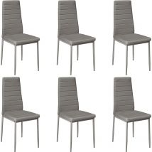 Yongqing - Lot de 6 Chaises de Salle à Manger,Cuir synthétique,pour Salle à Manger, Cuisine, Salle de Réunion,gris