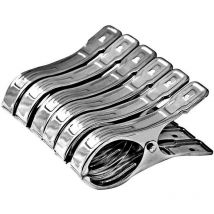 Irisfr - Ahlsen 6pcs grandes pinces à linge en acier inoxydable, pare-brise durable antidérapant-