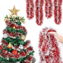 6pcs Guirlande de Noël Rouge (2M), Guirlande Sapin de Noel, Décoration Sapin de Noël, Guirlande Noel Sapin, Guirlande Tinsel Métallique pour