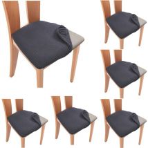 6pcs Housse de chaise de cuisine de salle à manger grise, housse antisalissure housse de chaise incurvée élastique