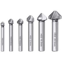 Ahlsen - 6PCS hss 6542 Countersink Countersink 90° Countersink Countersink Twist Drill Cylindrical Deburring Cutter for Wood Metal pvc Machine Tool