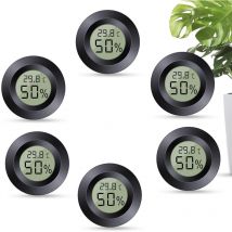 Fitags - 6Pcs Hydrometer mit Thermometer,Mini Hygrometer Digital,°C/°F Verstellbar Hygrometer Innen,Für Haus,Schule,Weingut,Gewächshaus,Keller,Lager