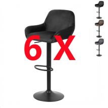 Hofuton 6 x Tabouret de Bar Chaise Haute De Cuisine Peut Pivoter à 360° Pour Bar, Comptoir ou Cuisine Noir