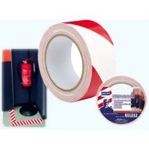 6PZ nastro segnaletico adesivo in pvc bianco/rosso - MM.50H. rotoli da MT.33