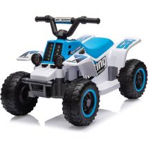 6V Quad Electrique Enfants avec Musique, Repose-Pieds, Marche Avant/ArrièRe, Véhicule Electrique Enfants pour Enfants de 3 Ans+, 70x42x45cm(bleu)