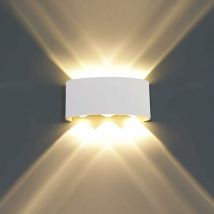 6W Aluminum led Indoor Wall Light, Modern Wall Lamp Up Down Spot Lamp for Living Room Bedroom Hall Staircase Pathway (Warm White) - White Groofoo