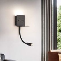 Shmshng - 6W led Wandleuchten Wandlampe Leselampe, Flexibles Rohr Leselicht mit Schalter und USB-Schnittstelle Wandlampe, Warmweißes Licht Nachtlicht