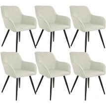 Tectake - Accent chair Marilyn with armrests, Set of 6 - cream/black - cream/black