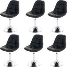 6x chaise de salle à manger Cascina, fauteuil pitovante, chrome, similicuir noir