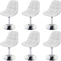 HHG - 6x chaise de salle à manger Cascina, fauteuil pitovante, chrome, similicuir blanc