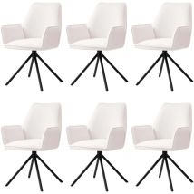 6x chaise de salle à manger HHG 851 avec accoudoirs, pivotante Auto-Position, velours, crème-beige