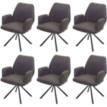 Jamais utilisé] Lot de 6 chaises de salle à manger HHG 938, chaise de cuisine, chaise pivotante Auto-Position tissu/textile acier, gris-brun