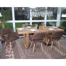 6x chaise de salle à manger HWC-A50 II, fauteuil, design rétro des années 50 - tissu, marron
