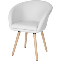 Mendler - 6x chaise de salle à manger Malmö T633, fauteuil, design rétro des années 50 - similicuir, blanc
