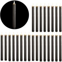 24x LED Echtwachskerzen – Grau – Ø 22x240 mm – Batteriebetrieben – Ideal für Dekoration – Novaliv