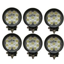 Planet Shop - 6x Spotlight 27W Round Led Work Light 9 Led 3W Depth Auto Boat