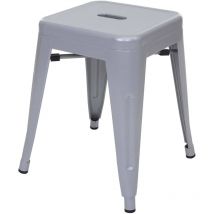 Mendler - 6x Tabouret en métal HWC-A73, désign industriel métallique, empilable - gris