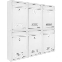Deuba - monzana 6x Lockable Letter Boxes Including 2 Keys Wall Mounted Mailbox Set Waterproof Weatherproof Galvanised Metal With Name Plates Modern