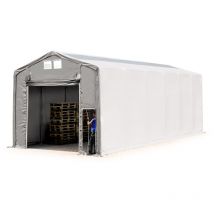 Toolport - 6x12m hangar pvc 850 n, h. 4m avec porte actionnée par traction et fenêtres dans le toit