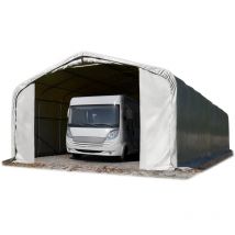 6x24m tente-garage de stockage, porte 4,1x2,9m, toile pvc d'env. 720 g/m², anti-feu