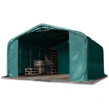 Toolport - 6x6m hangar porte 4,1x2,9m, toile PRIMEtex pvc 2300 n vert foncé, anti-feu, avec statique (type de sol : béton)