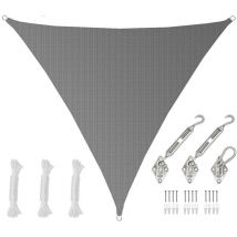 6x6x6 Vela Solare Triangolare Traspirante - Tenda da Sole con Fissaggio Inox - grau