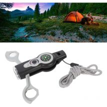 7 en 1 Sifflet de survie d'urgence, thermomètre à LED, boussole,sifflet multifonction pour la randonnée,l'escalade,blanc
