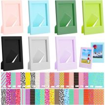 Csparkv - 7 Pcs Mini Cadres Photo Compatible avec Fujifilm Instax Cadres Photo Instantanés en Plastique avec 40 Pcs Autocollants de Cadre Photo