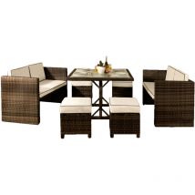 7 Piece Rattan Garden Furniture Set in Chocolate