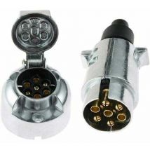 Jalleria - 7-poliger Anhängersteckdose aus Metall und 7-polige Anhängersteckdose aus Metall, 12 v, 7-poliger Anhängersteckdose-Adapter, 7-poliger