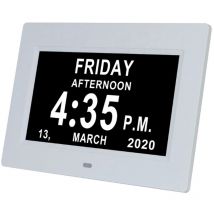 Largeight - 7' Pouce led Horloge Numérique Calendrier avec Date Jour Et Heure Horloge Non-Abrégée Auto Dimming 8 Langues hd Display Rappel pour