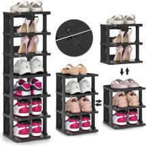 7-stöckiges Schuhregal, schwarzes Schuhregal, platzsparender vertikaler Schuh-Organizer, Lagerregal