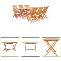 The Living Store 7-tlg. Garten-Essgruppe Klappbar Massivholz Teak - Gartenmöbel - Essgruppe - Teakholz - Outdoor Furniture - Klapptisch