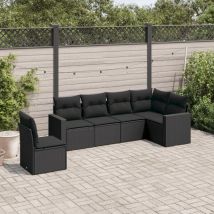 Vidaxl - 6-tlg. Garten-Sofagarnitur mit Kissen Schwarz Poly Rattan