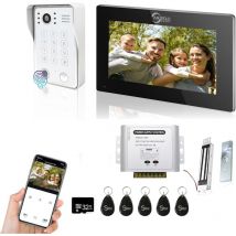 7-Zoll-Touchscreen-Video-Gegensprechanlage mit kabelgebundenem 1080P-Türklingelsystem, unterstützt Fingerabdruck, RFID-Karte, Passwort, mit