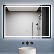 Aica Sanitaire - 1100x700mm Large Bathroom Mirrors with led Lights Illuminated Backlit Wall Mount Light Up Mirror Dimmable Switch Horizontal/Vertical