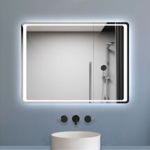 Aica Sanitaire - 900x650mm led Bathroom Mirror with Lights Sensor Switch Illuminated Bathroom Mirror with Demister Pad for Makeup Cosmetic Shaving