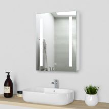Acezanble - 450x600mm Illuminated Bathroom Mirror Cabinet With Backlit led Lights Concealed Demister Shaver Socket & Sensor Switch For Makeup