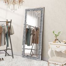 Shyfoy - 70.9in Modern Glam Full-Length Floor Mirror with Glitter Border - Dual Mount Wall & Floor Standing Mirror for Bedroom & Dressing Room