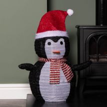Samuel Alexander - 70cm Battery Operated Pop up Christmas Penguin with Static & Flashing White LEDs