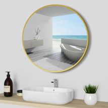 Biubiubath - 70cm Round Wall Mounted Mirror with Black/Gold Frame for BathroomHome DecorationMakeupshaving