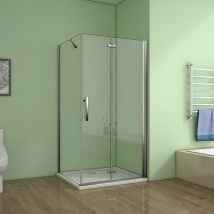 110cm Tür x 76cm Seitenwand xH.195cm 6mm NANO GLAS Falttür Drehtür