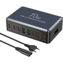 Lifcausal - 70W 8 Ports usb Type-C Charger Quick Charge Desktop Charging Station For Smart Phone Headphone Watch PD20W Fast Charger Hub