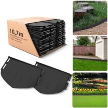 72 bordures de jardin en plastique noir, 10,7 m de long, 13 cm de haut. Flexibles et faciles à installer, idéales pour délimiter pelouses,