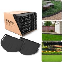 180 bordures de jardin en plastique noir, 26,7 m de long, 13 cm de haut. Flexibles et faciles à installer, idéales pour délimiter pelouses,