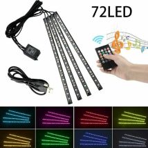 Jalleria - 72 Led Lumière Interieur Voiture rgb 8 Modes Lumière Bande led Voiture d'atmosphère d'éclairage Intérieur avec Port usb, Télécommande Sans