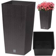 11,4 Liter Zeit Pot mit Einsatz 20 x 20 x 37,6 cm in dunkler Ockerfarbe