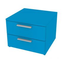 720CZ2 - Commode chambre-bureau l 45 et 2 tiroirs h.16, avec glissières à fermeture lente 45x45x35.8 (LxPxH) - Turquoise