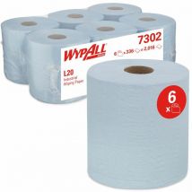 Wypall - 7302 Industrial Wiping Paper L20 Centrefeed, 2 ply, Blue (6 rolls x 380 s - Blue